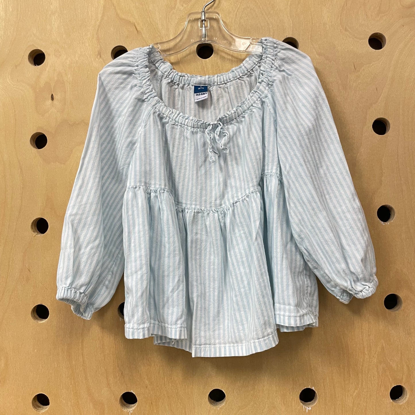 Blue + White Striped Off-Shoulder Top