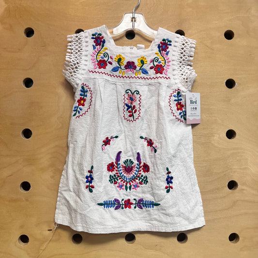 White Embroidered Floral Tunic