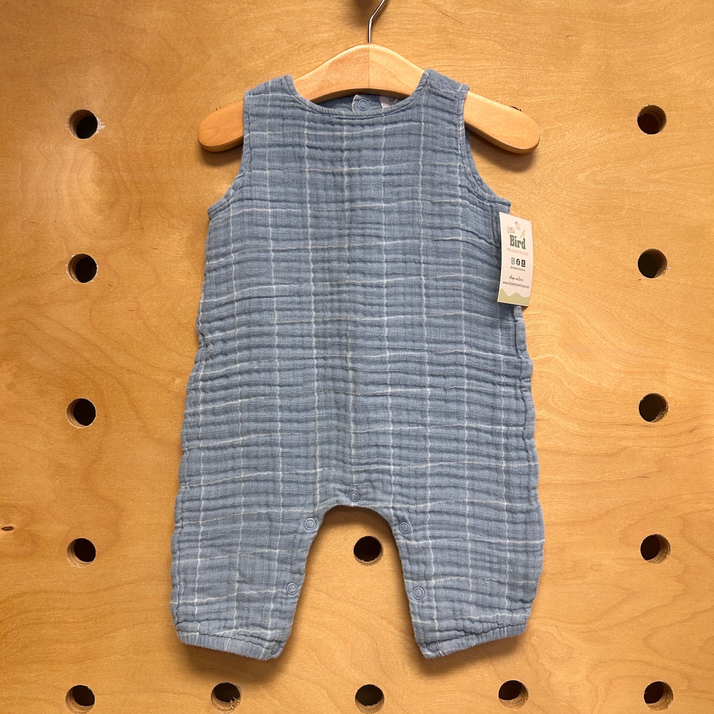 Blue/White Gauze Romper