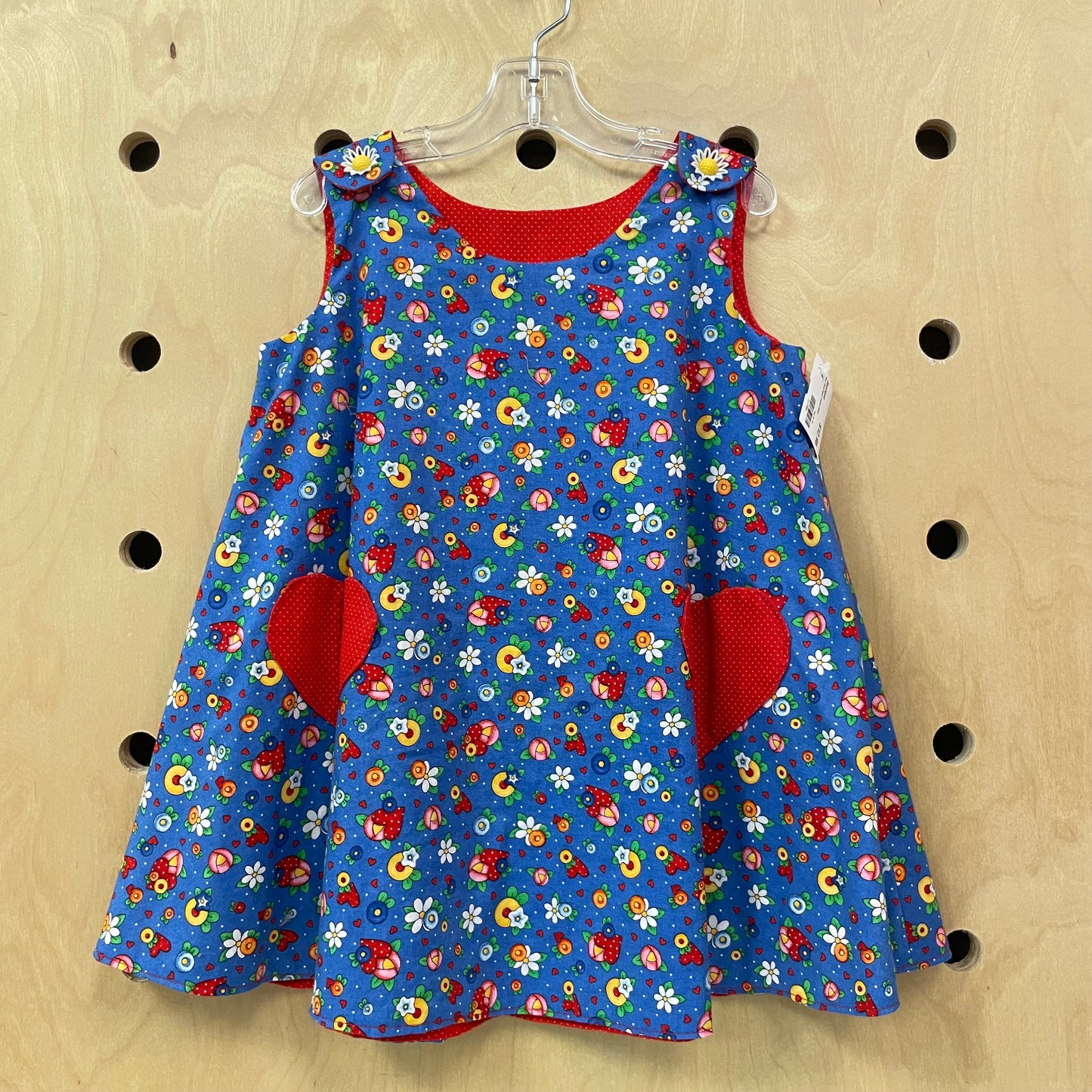 Blue Floral Heart Pocket Dress