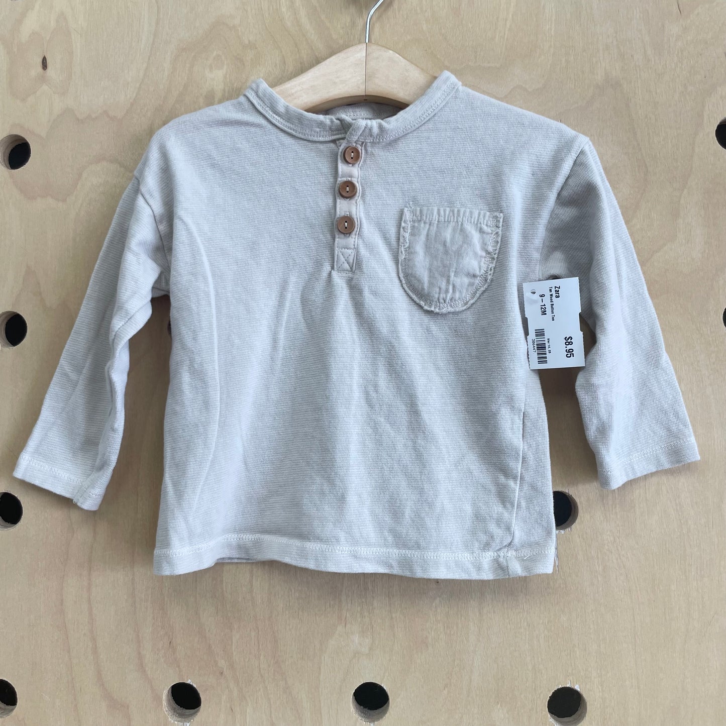 Tan Wood Button Tee