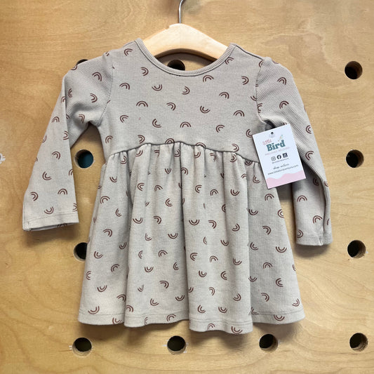 Organic Beige Rainbows Ribbed Dress