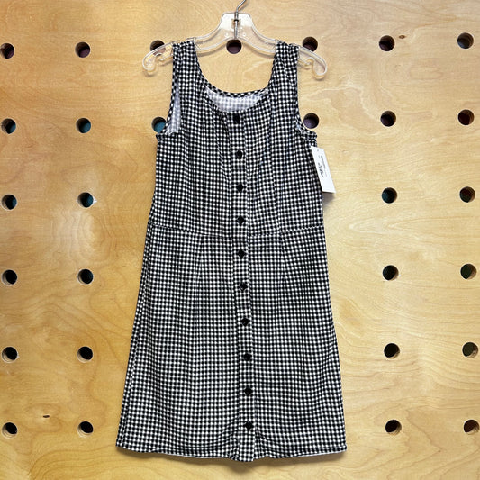 B&W Gingham Button Dress