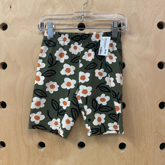 Green Floral Bike Shorts