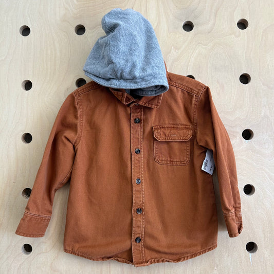 Brown Hooded Button Up