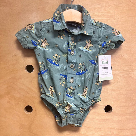 Green Surfing Turtle Romper