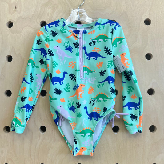 Green Dinos LS Swimsuit