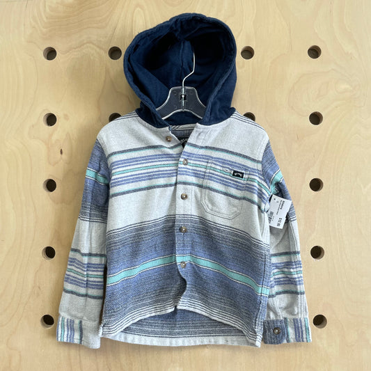 Blue Striped Hoodie Flannel