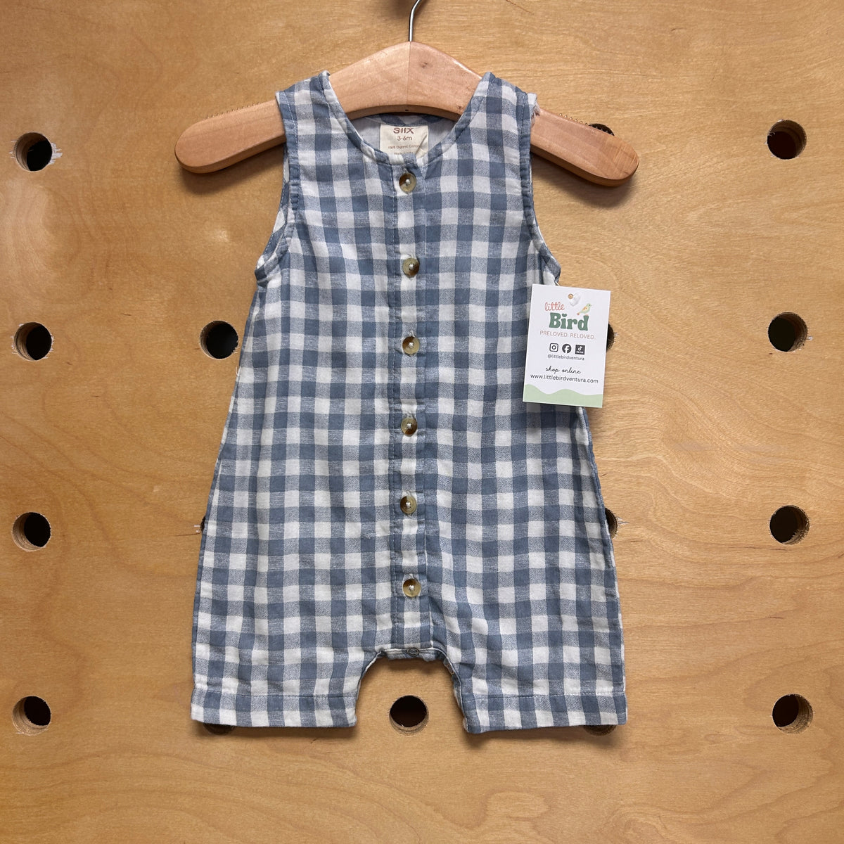 Organic Blue/White Checkered Romper