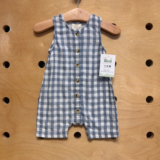 Organic Blue/White Checkered Romper