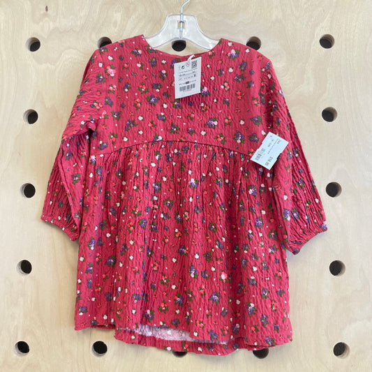 Red Crinkle Floral Dress NEW!