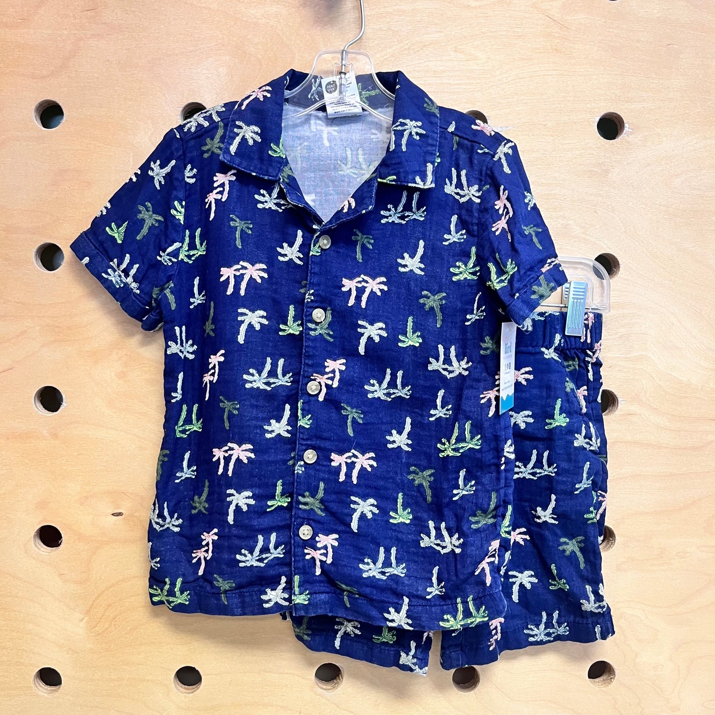 Navy/Green Palm Tree Cotton Outfit