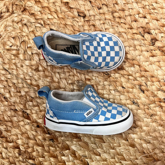 Blue & White Checkered Slip-Ons