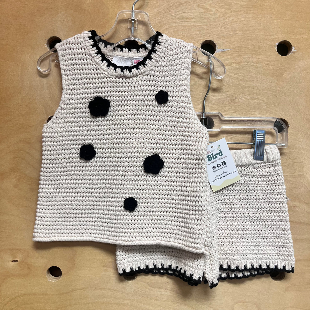 Cream/Black Knit Tank & Shorts