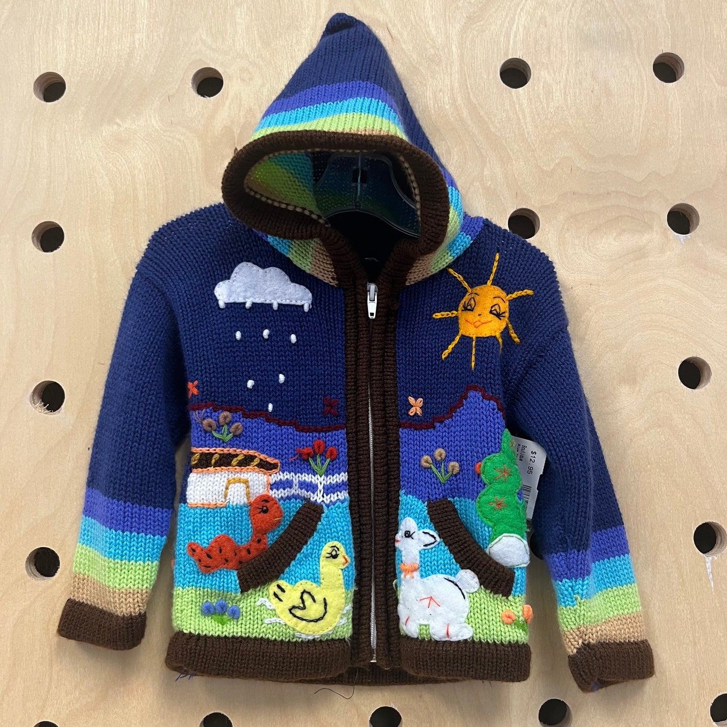 Blue Knit Peruvian Zip Hoodie