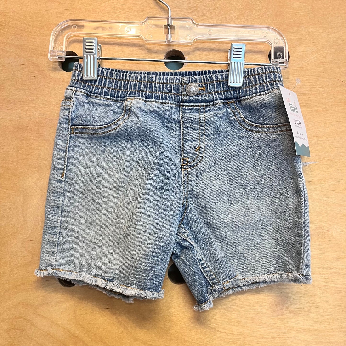 Light Wash Raw Hem Denim Shorts