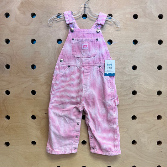 Pink Railroad Stripe Overalls