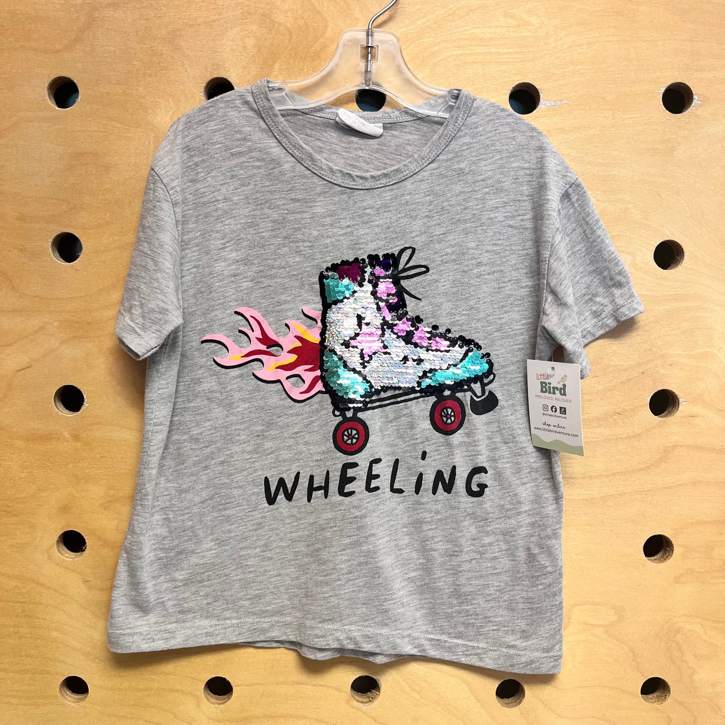 Grey Sequin 'Wheeling' Skates Tee