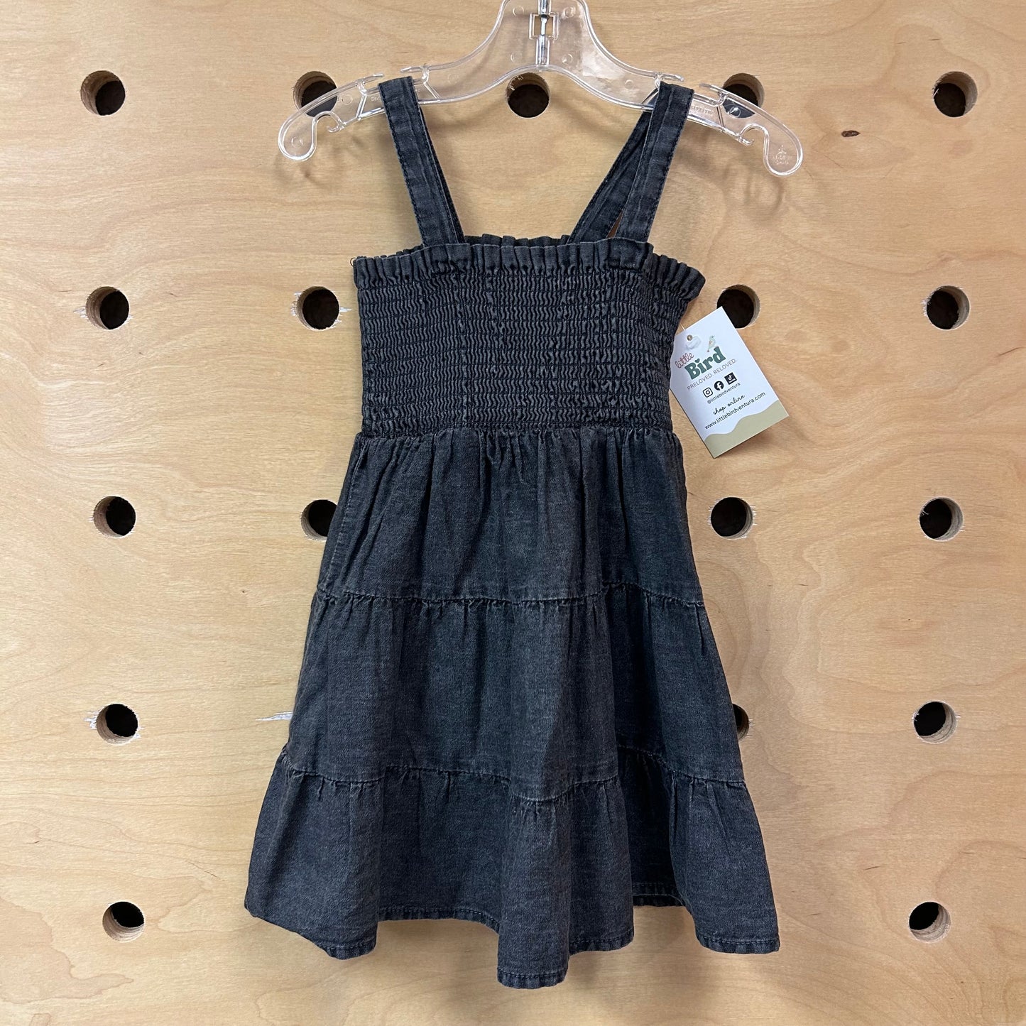 Black Washed Smocked Dress