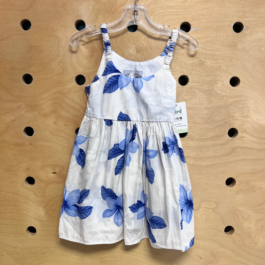 White/Blue Hibiscus Dress