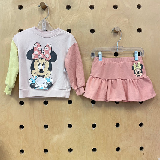 Pink  Minnie Sweatshirt & Skirt Outfit