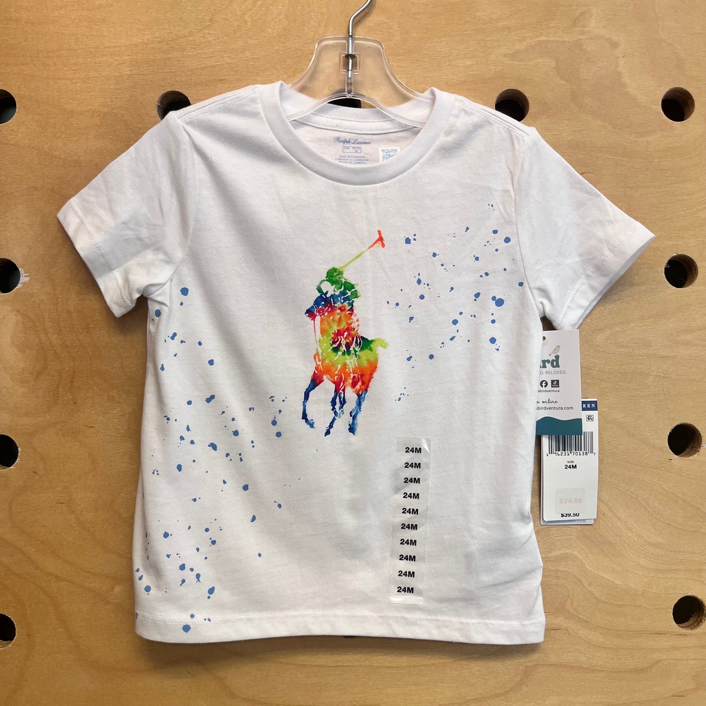 White/Tie Dyed Polo Player Tee NEW!