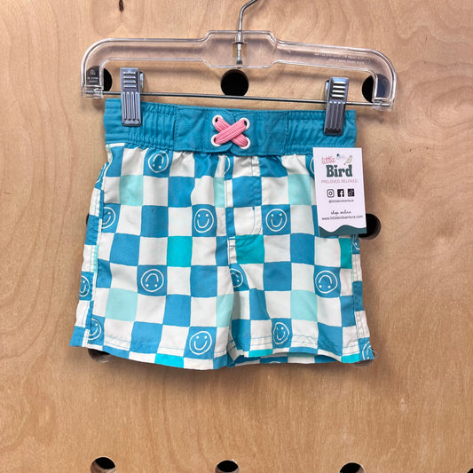 Blue Smiley Swim Trunks