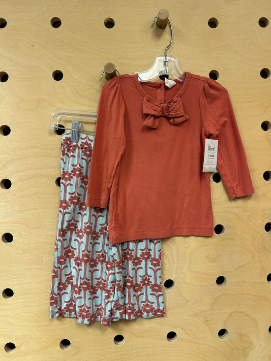 Blue & Brick Floral Bamboo Outfit