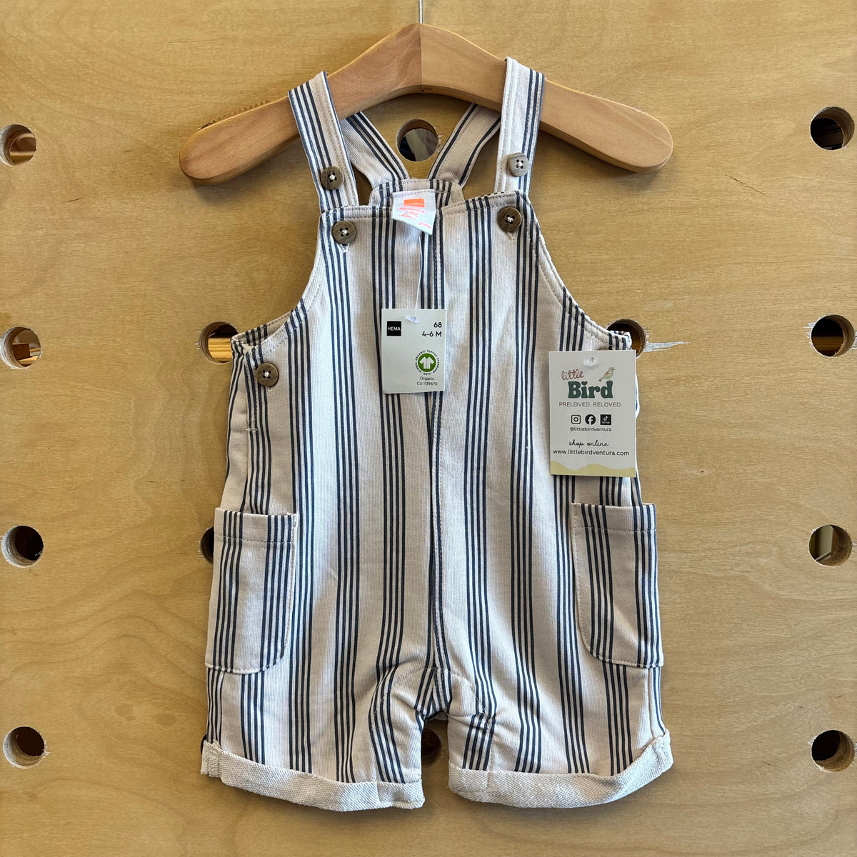 Cream/Teal Striped Romper NEW!!