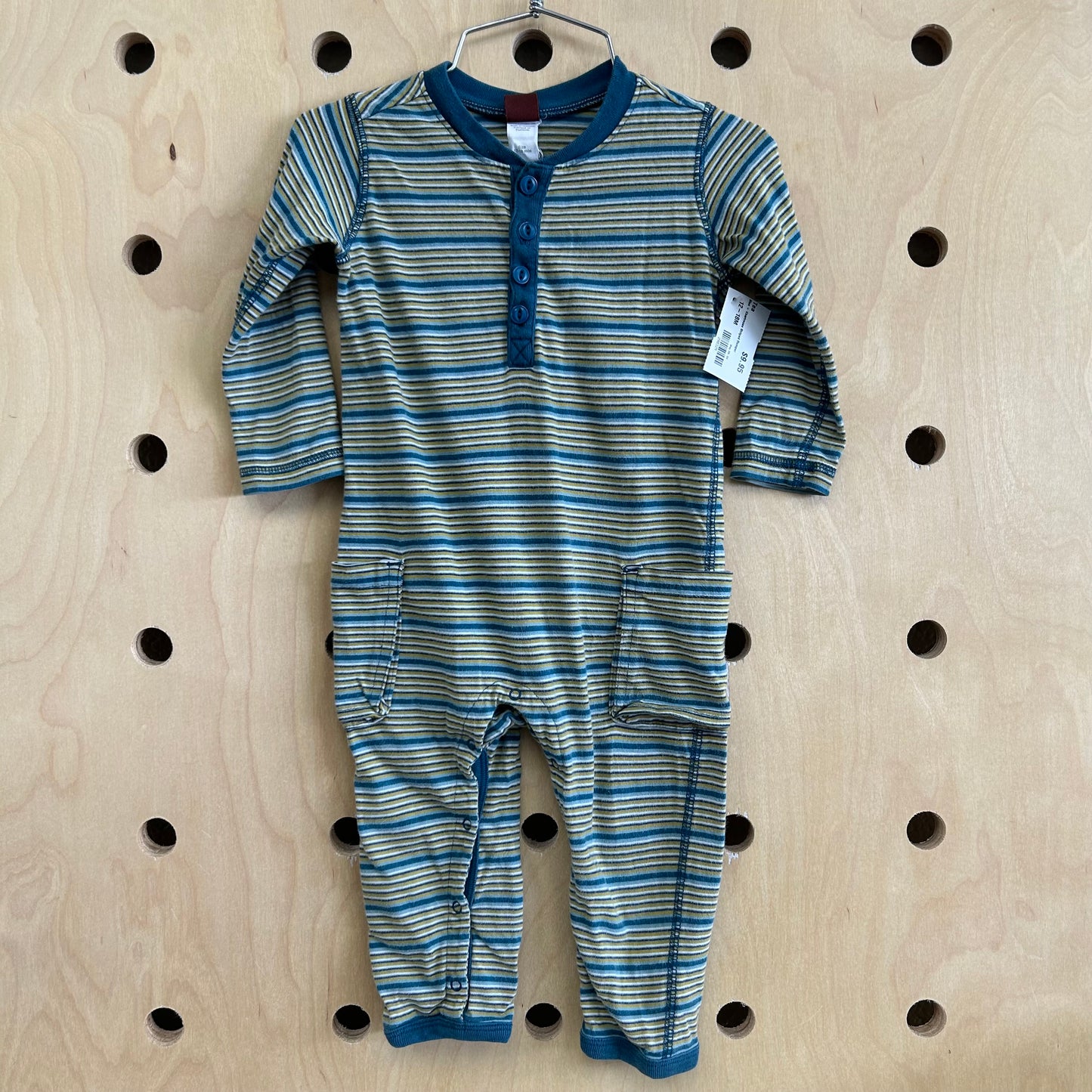 Blue + Chartreuse Striped Romper