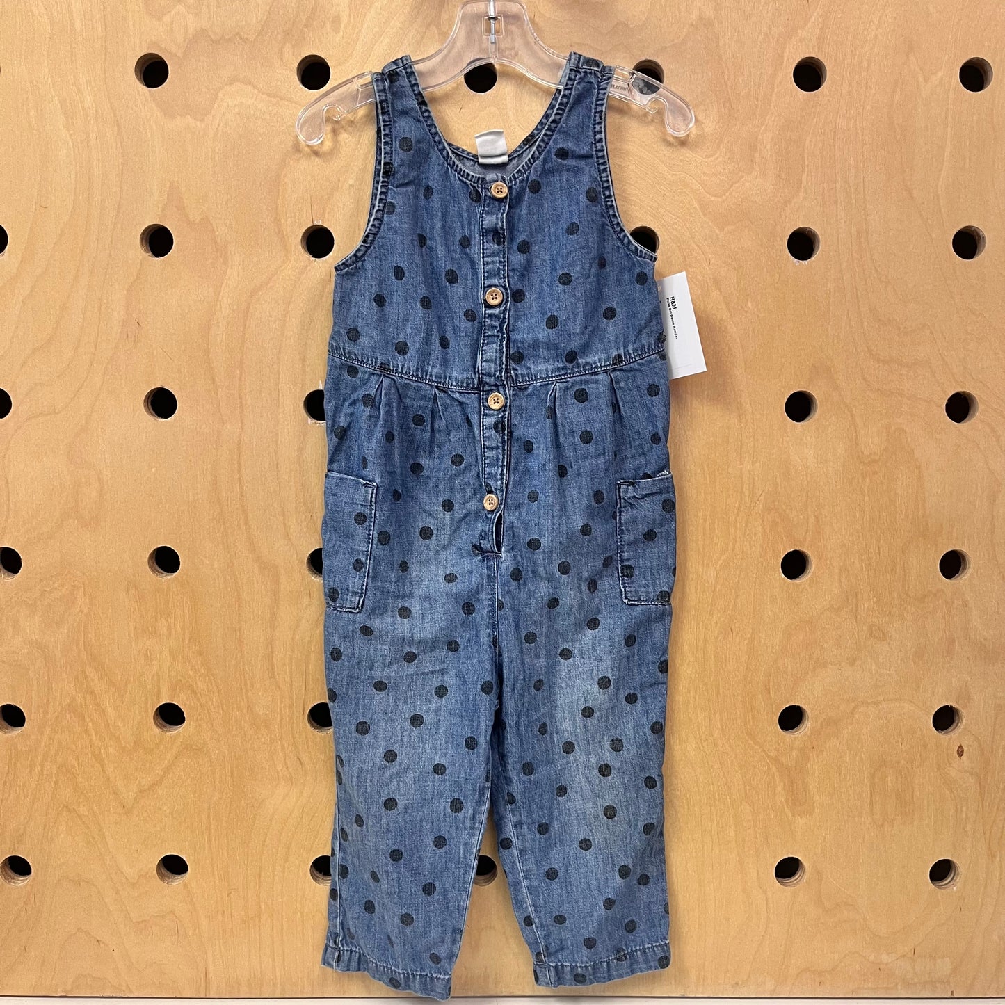 Polka Dot Denim Romper