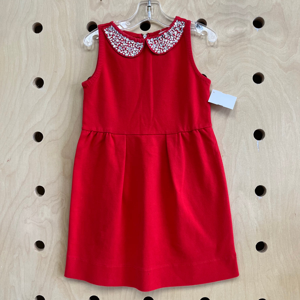 Red Rhinestone Collar Tank Dress