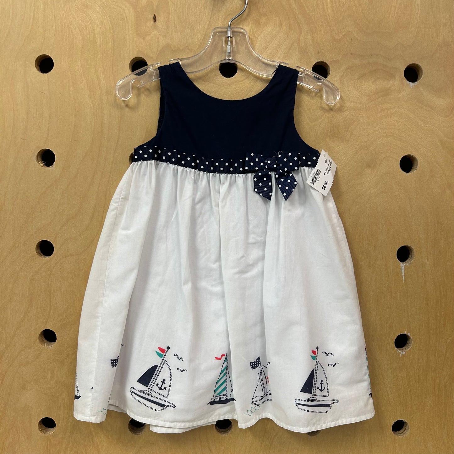 White & Blue Sailboat Dress