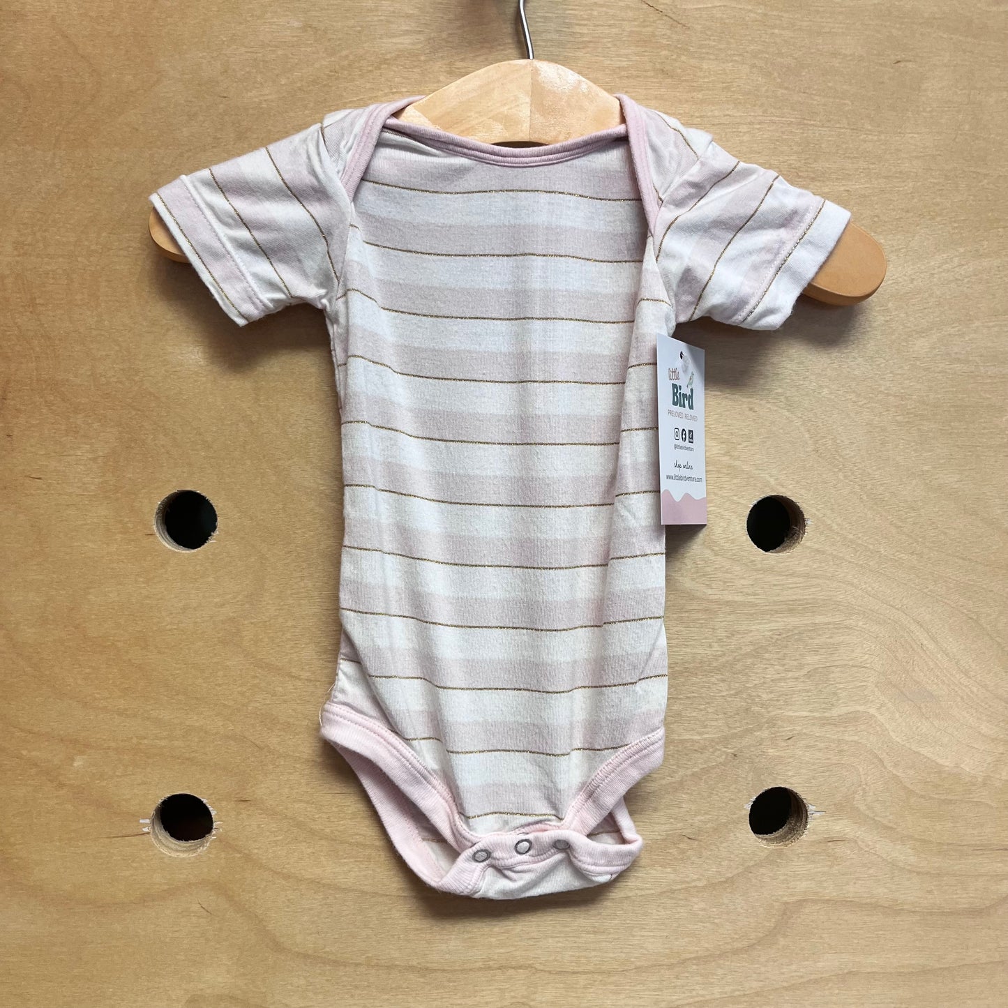 Pink/Gold Striped Bamboo Bodysuit