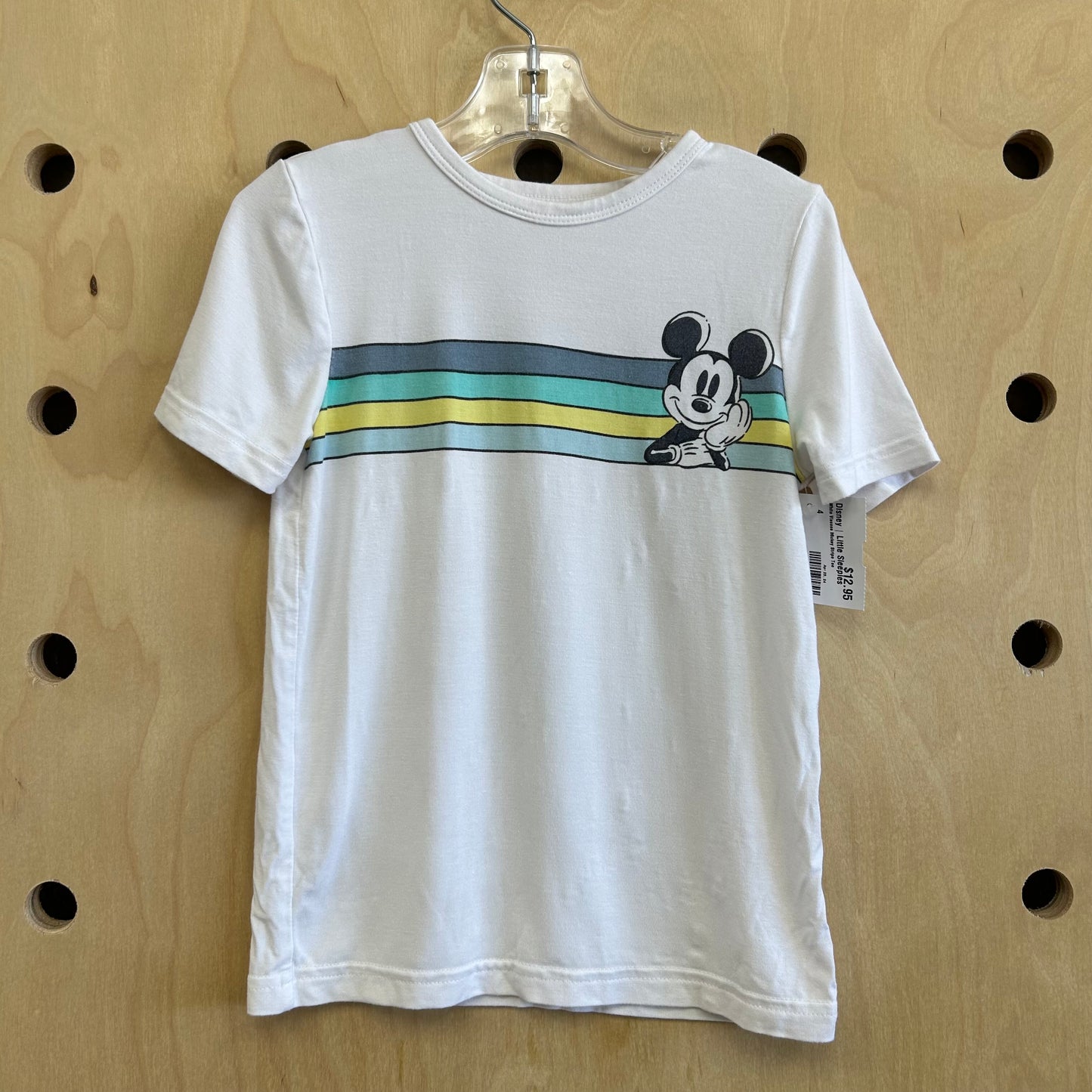 White Viscose Mickey Stripe Tee
