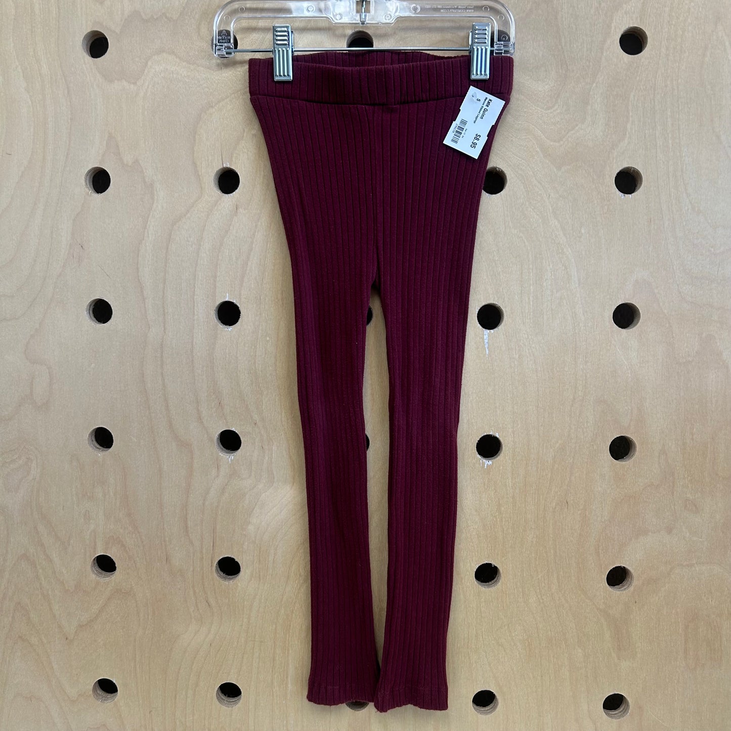 Maroon Ribbed Leggings