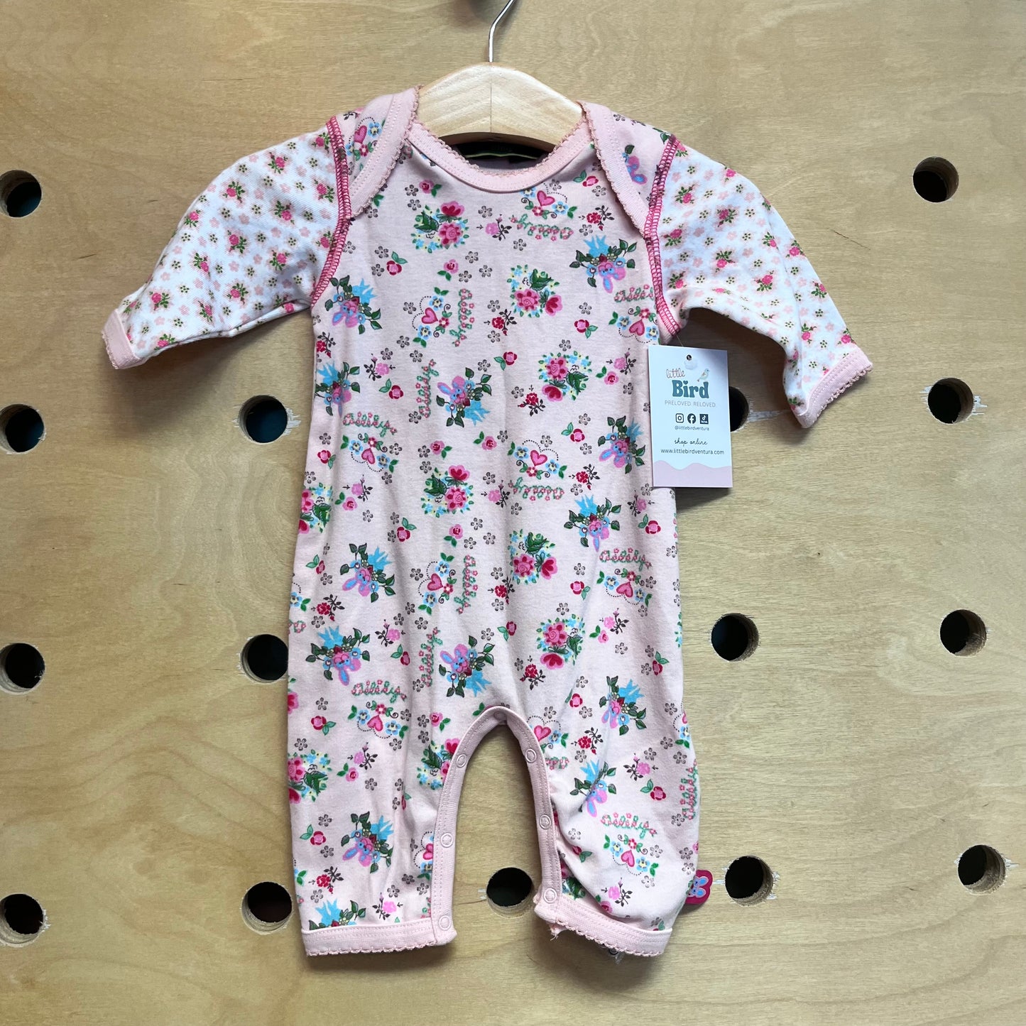 Pink/Green Floral Romper