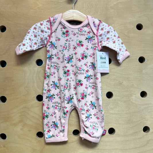 Pink/Green Floral Romper