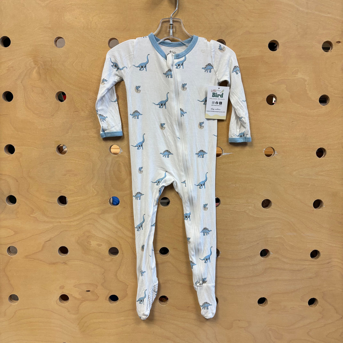 White/Blue Bamboo Dinos Footies