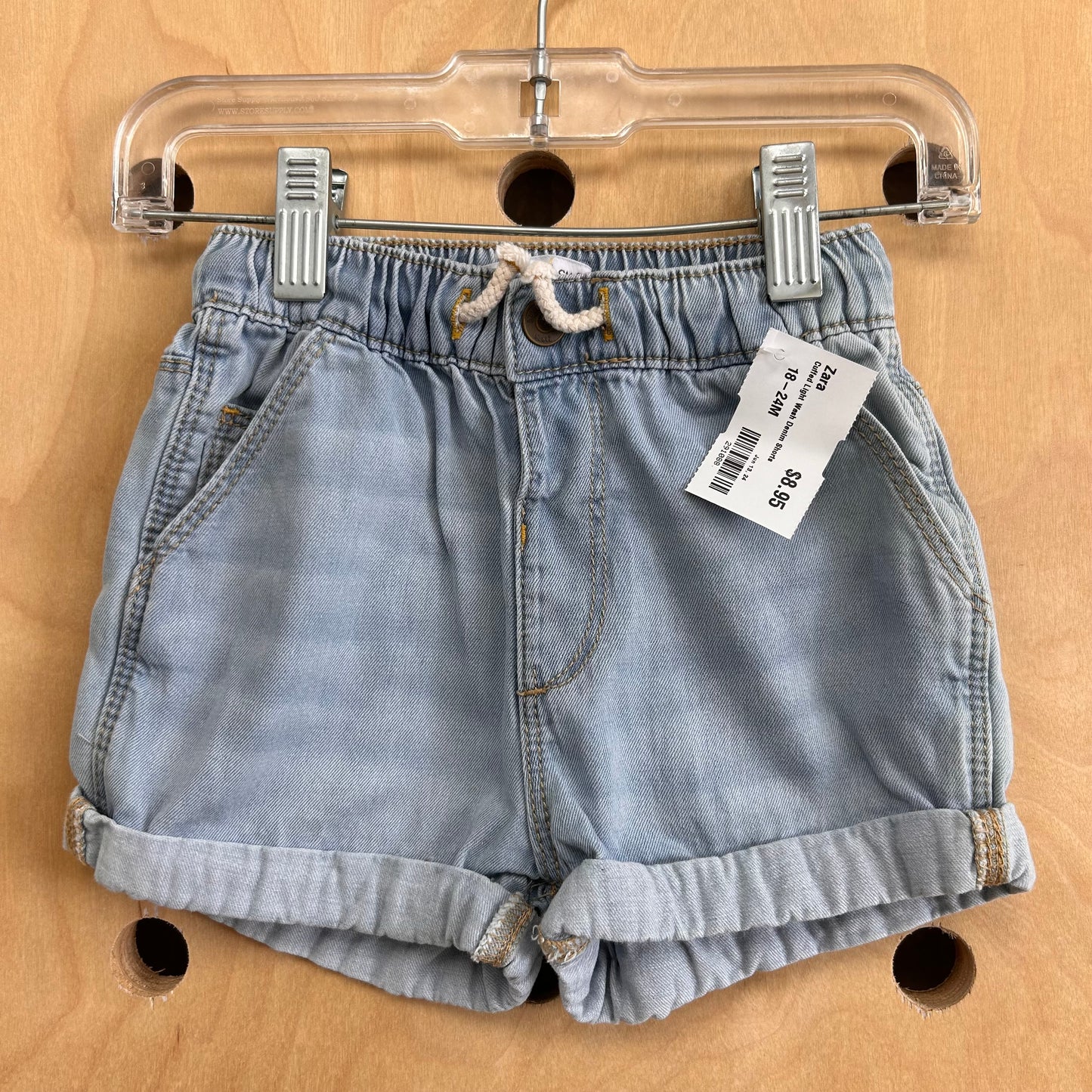 Cuffed Light Wash Denim Shorts