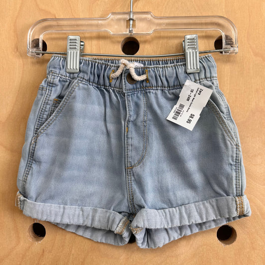 Cuffed Light Wash Denim Shorts