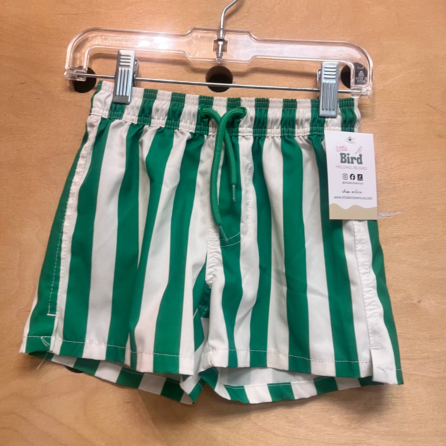 Green/White Striped Board Shorts