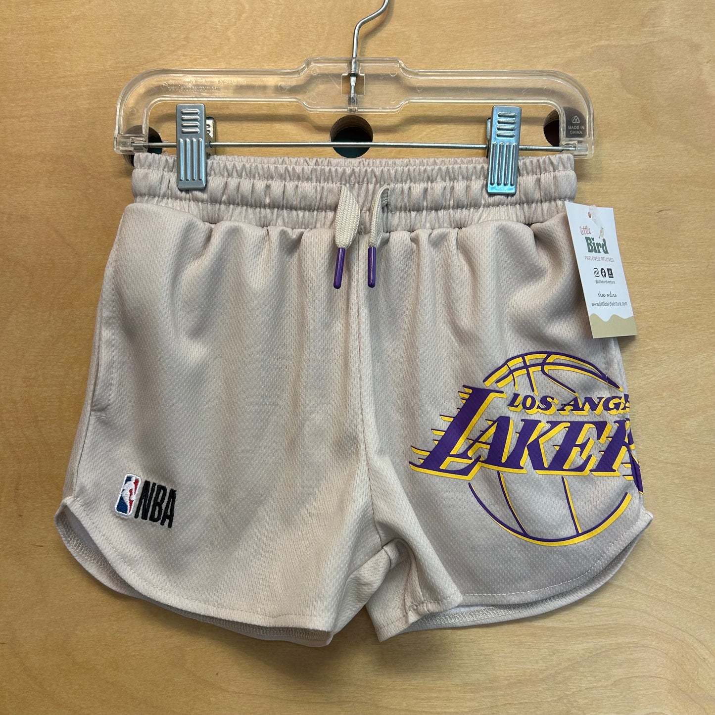 Tan Embroidered Mesh Lakers Shorts