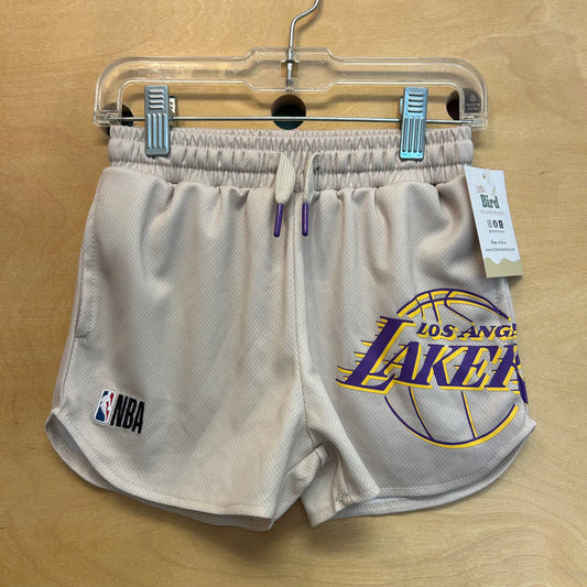 Tan Embroidered Mesh Lakers Shorts