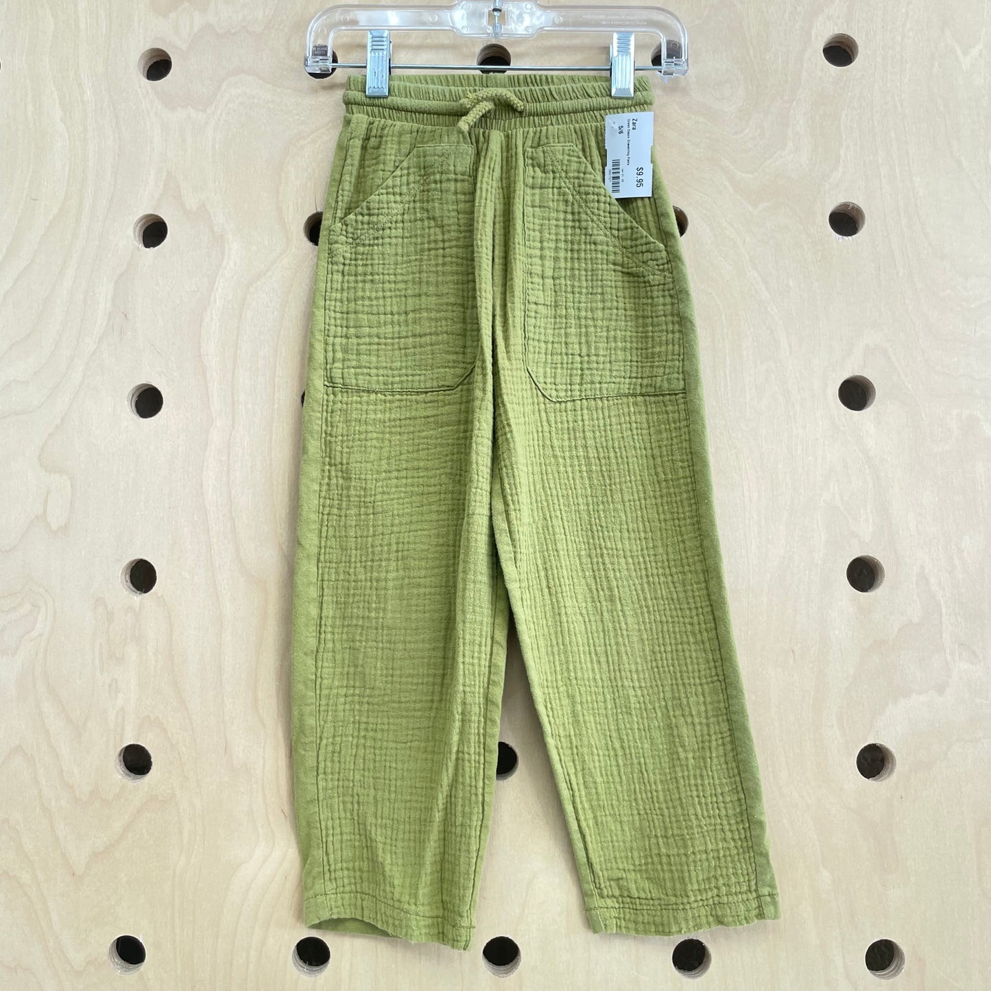 Green Gauze Drawstring Pants