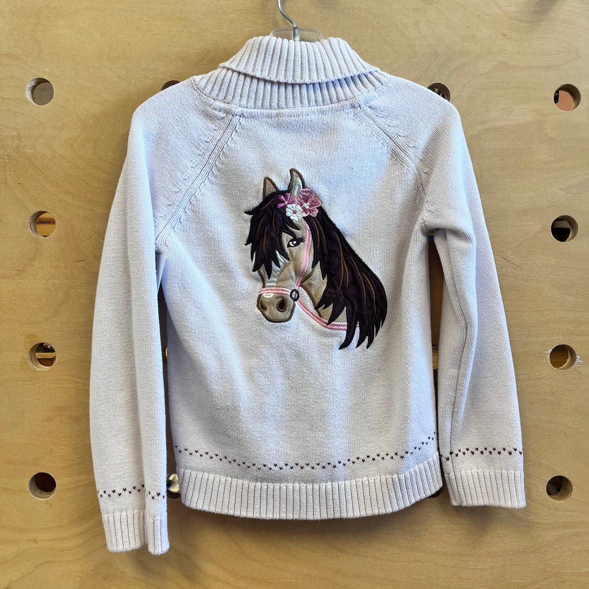 Pink Embroider Horse/Horseshoe Sweater