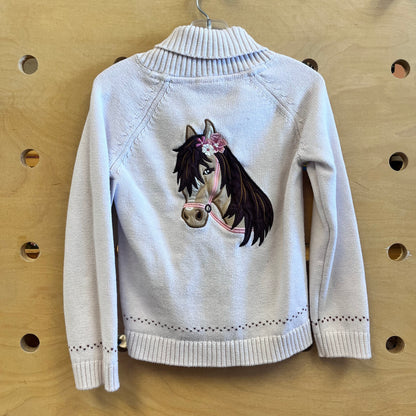 Pink Embroider Horse/Horseshoe Sweater
