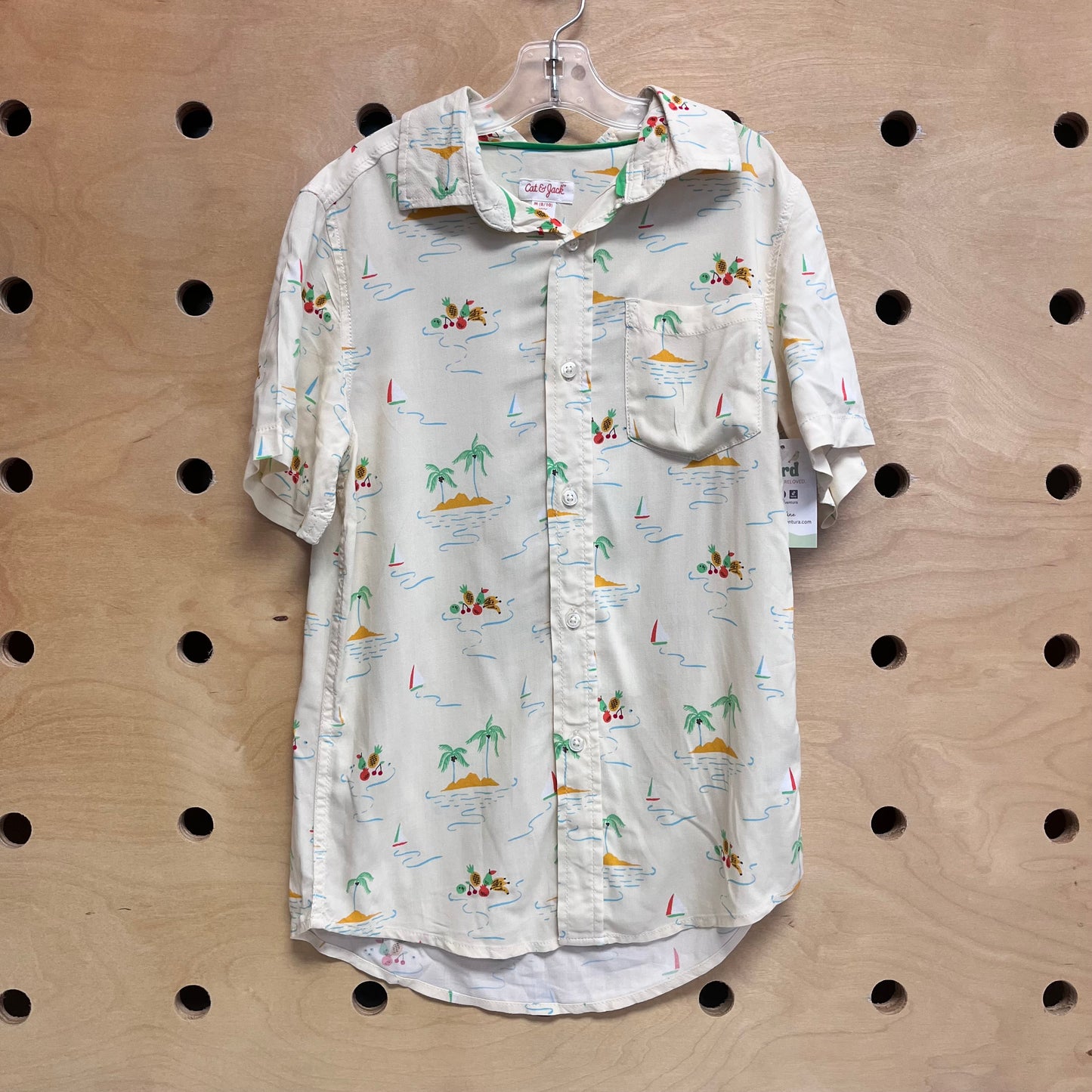 Cream Fruits/Palms Button Up