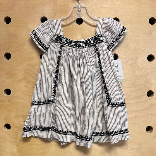 Beige & Black Embroidered Dress