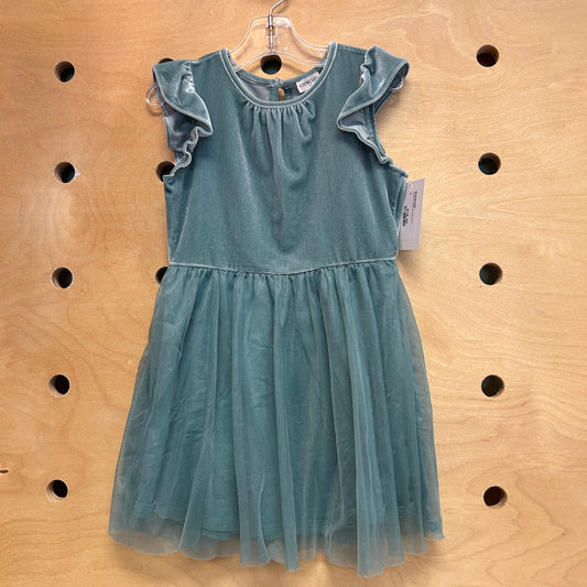 Seafoam Velour/Tulle Dress